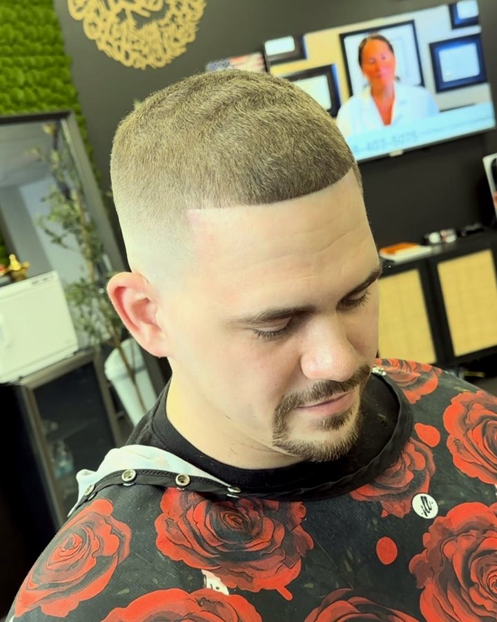 A crop fade cut at Rusty's Barber Studio